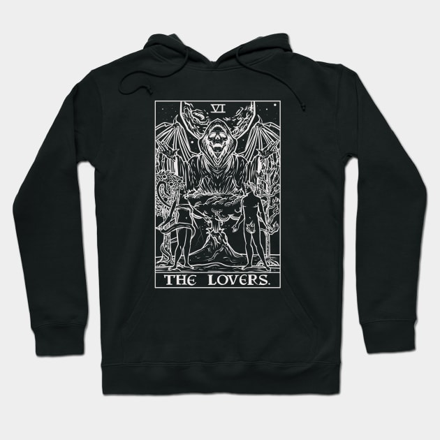 The Lovers Tarot Card (Monochrome) Hoodie by TheGhoulishGarb